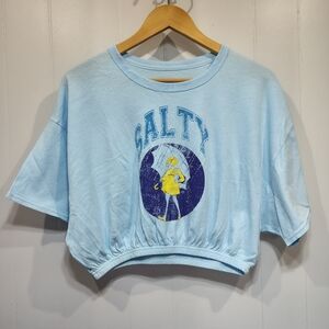 Aerie Light Blue 'Salty' Graphic Crop Top